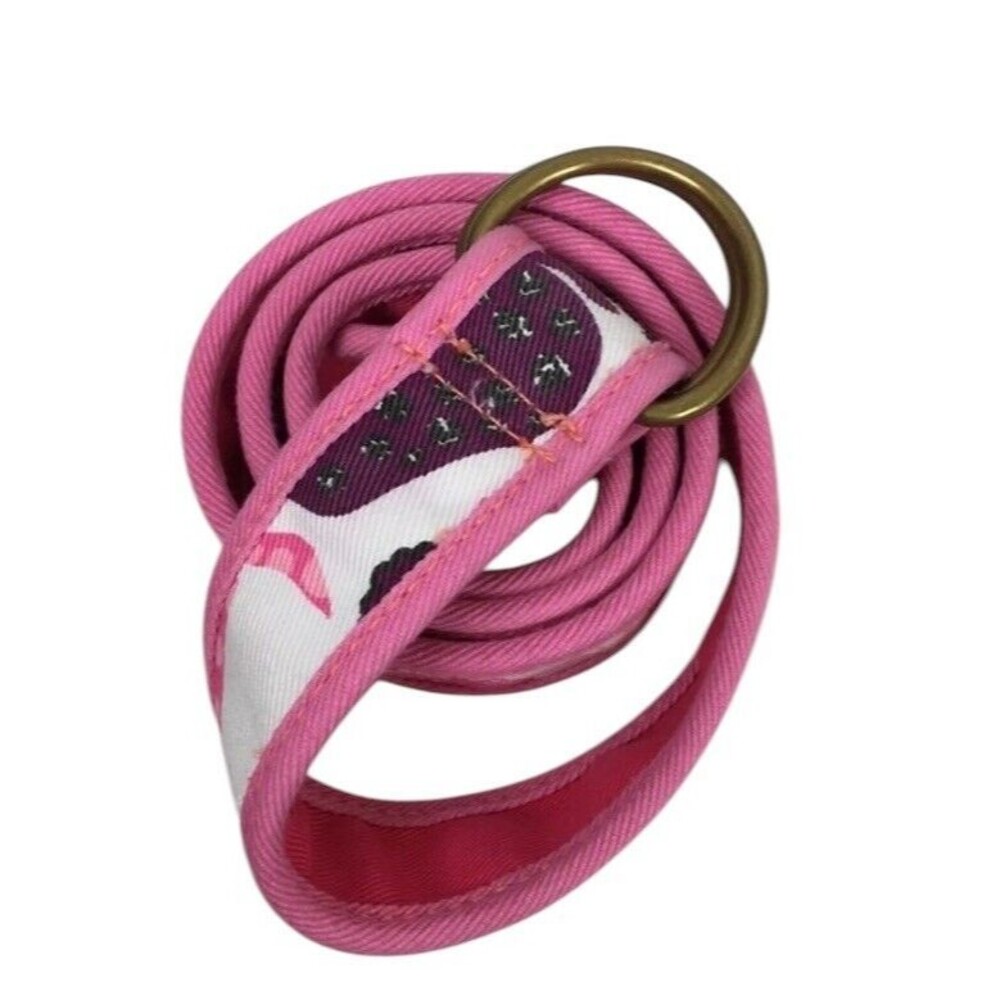 Hot Pink Belt Womens Large Barbie Core Preppy Double D Ring Summer Fruit Canvas‎